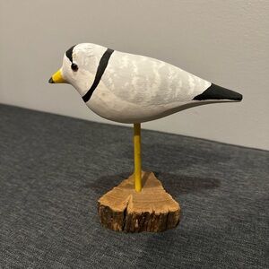 Vintage Wood Shorebird Plover Figurine‎ Handpainted Signed Tom Costelloe 2001